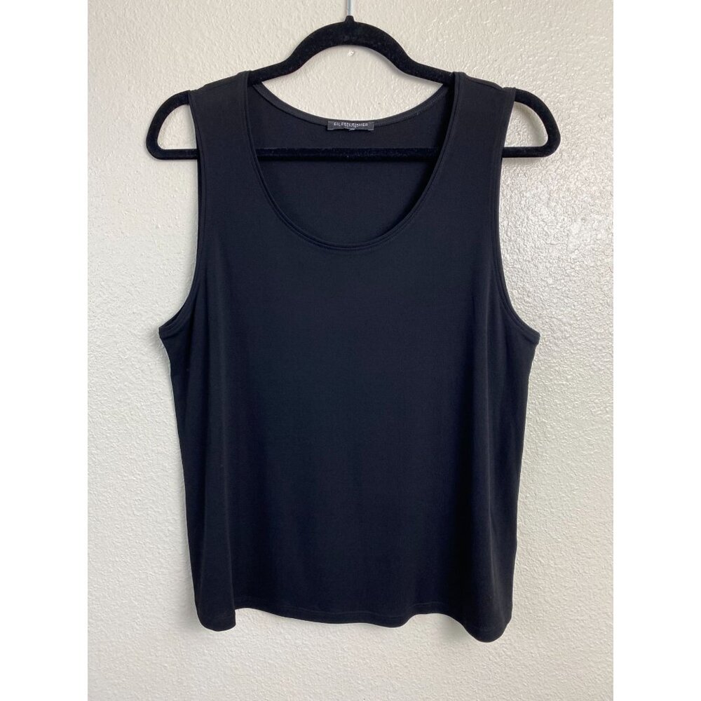 Eileen Fisher Petite Black‎ Silk Sleeveless Top Women size Medium Career Office